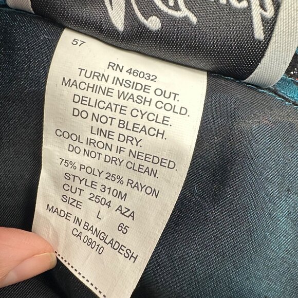 Womens Teal Shirt Iridescent Abstract Blouse NTouch Shoulder Pads Large Buttons - Picture 5 of 9